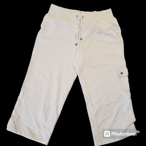 WHITE CROPPED CARGO PANTS SZ 14/16